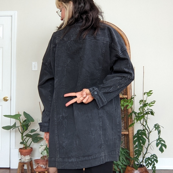 Just Female black oversized denim jacket - Picture 3 of 6